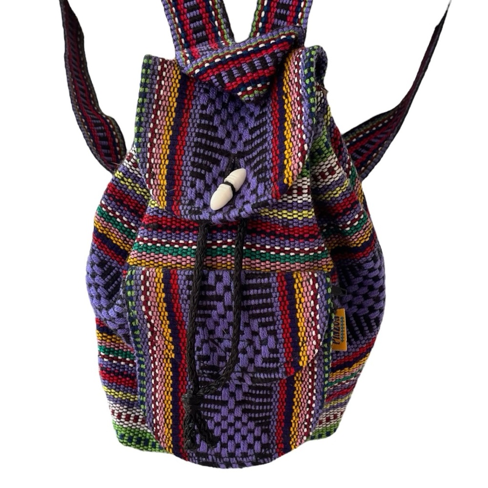 Pinzon Mexican woven mini backpack purple multi